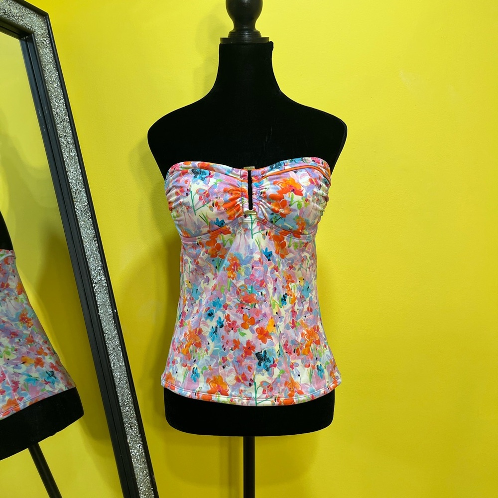 Liz Claiborne Floral Convertible Tankini Top Size 8 - Picture 8 of 12